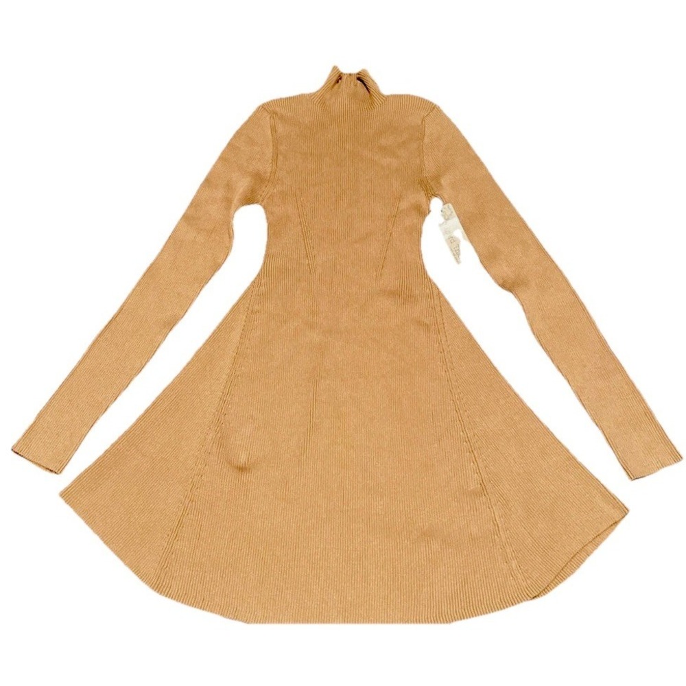 Lizard Thicket Anna Grace Sweater Turtleneck Dress Large Beige Women's
